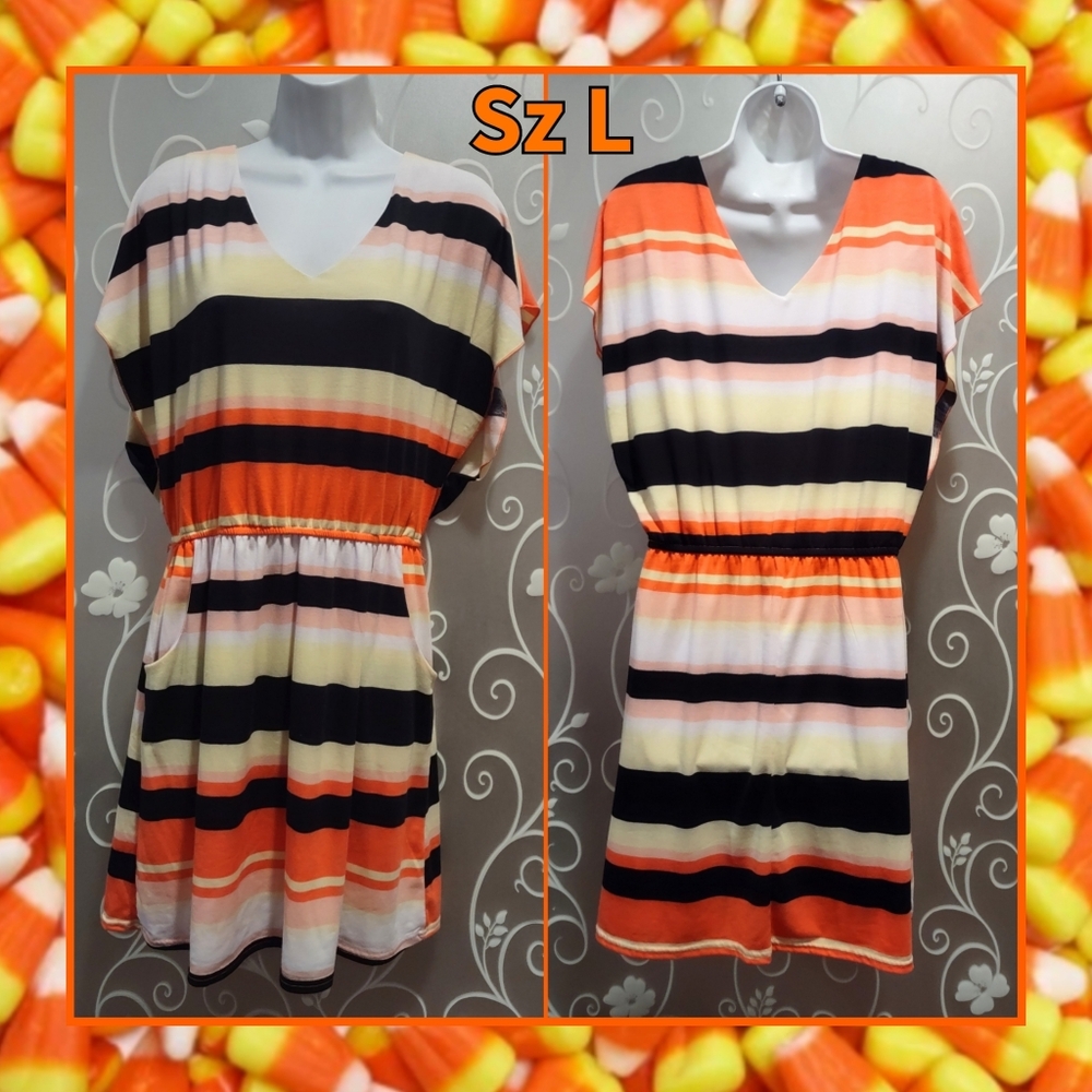 WOMENS MULTI COLOR STRIPED DRESS SIZE L